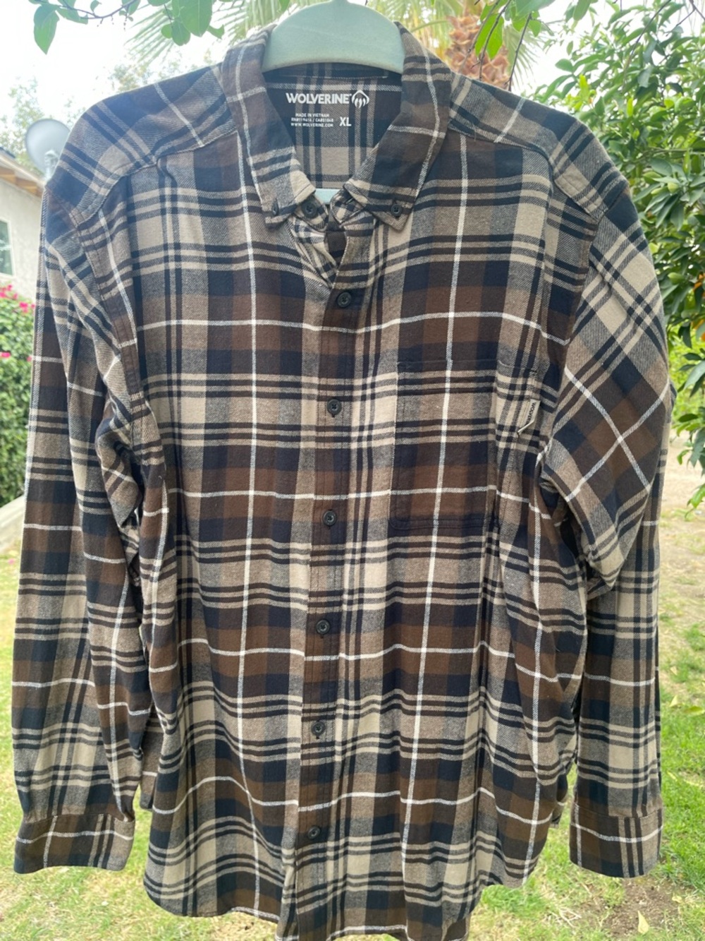 Wolverine Brown and Cream Plaid Button-Down Shirt
